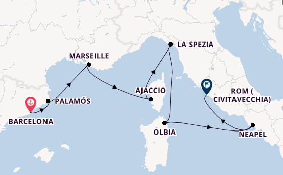 Westliches Mittelmeer ab Barcelona, Spanien auf der Sirena
