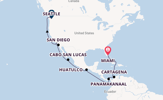 Amerikaanse Westkust vanaf Miami, Verenigde Staten met de MSC Poesia