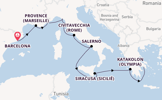 Westelijke Middellandse Zee vanaf Barcelona, Spanje met de Azamara Onward