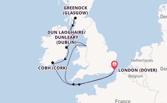 British Isles from London (Dover), England, United Kingdom with the Carnival Miracle