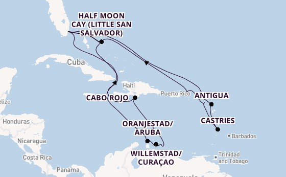 Caribbean from Miami, Florida, USA with the Zuiderdam