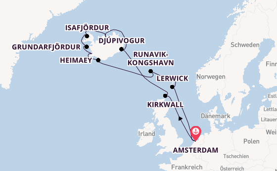 Arktis ab Amsterdam, Niederlande auf der Zuiderdam