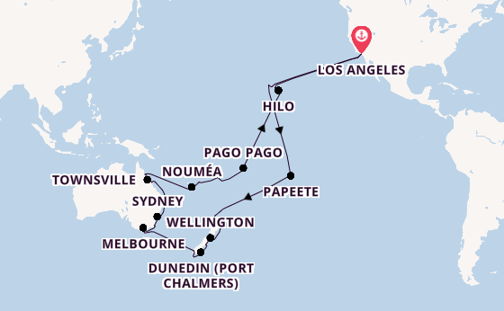 Transpacific from Los Angeles, California, USA with the Crown Princess