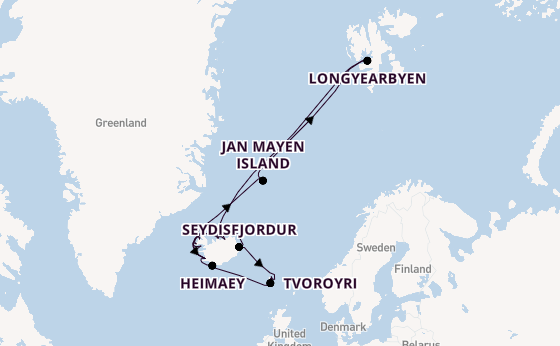 Arctic Ocean from Reykjavik, Iceland with the Seabourn Pursuit