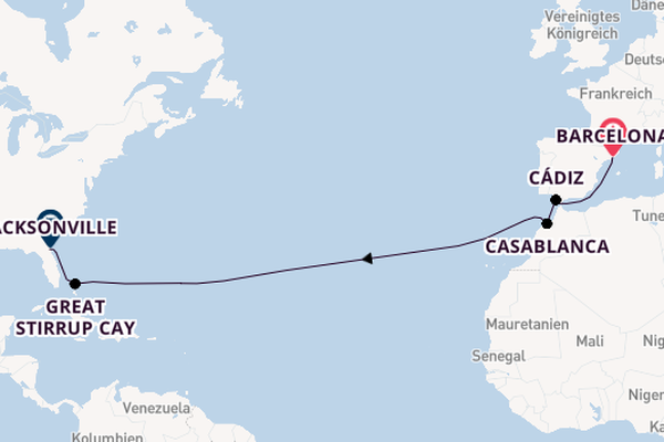 Transatlantik ab Barcelona, Spanien auf der Norwegian Dawn