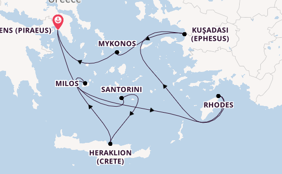 Eastern Mediterranean from Athens (Piraeus), Greece with the Silver Nova