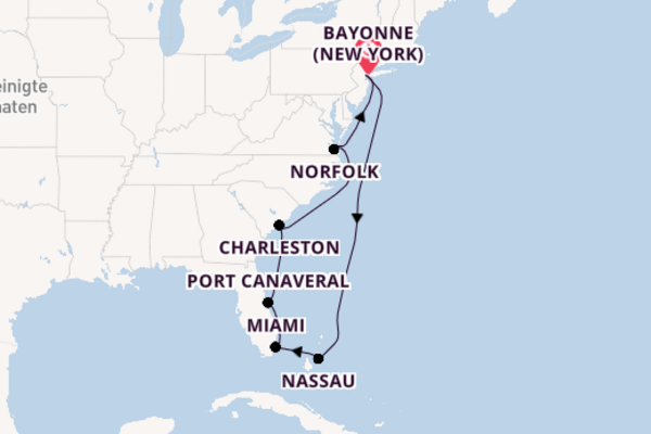 In 12 Tagen nach Bayonne (New York) über Nassau