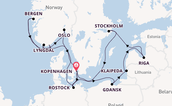 Noorwegen vanaf Kopenhagen, Denemarken met de MSC Magnifica