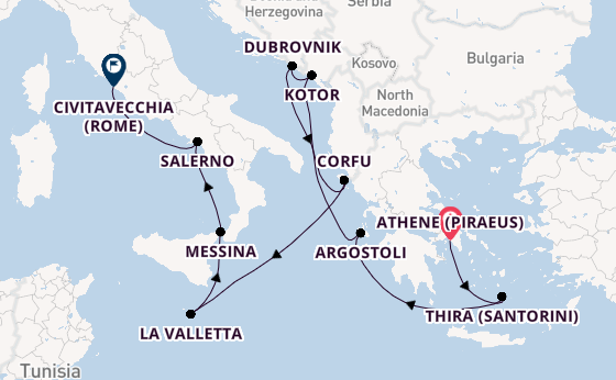 Middellandse Zee vanaf Athene (Piraeus), Griekenland met de Allura
