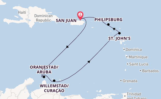 Caribbean from San Juan, Puerto Rico with the Scarlet Lady