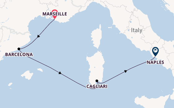 Western Mediterranean from Marseille, France with the Costa Toscana