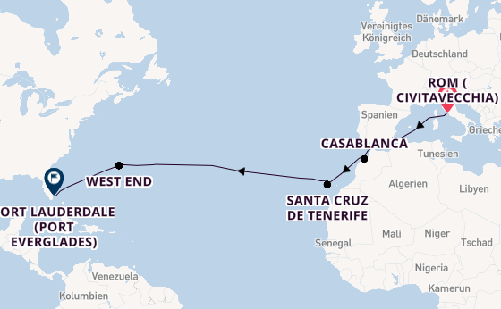 Transatlantik ab Civitavecchia (Rom), Italien auf der Enchanted Princess