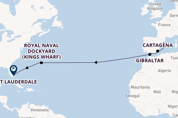 trans-Atlantisch vanaf Barcelona, Spanje met de Celebrity Eclipse