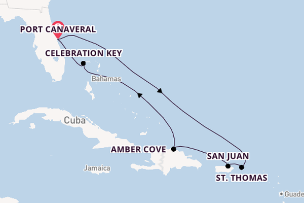 Caribbean vanaf Port Canaveral, Verenigde Staten met de Carnival Vista