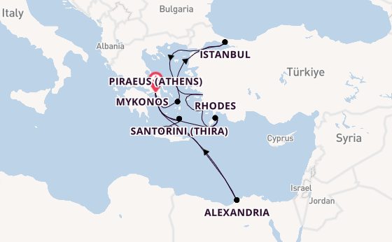 Eastern Mediterranean from Piraeus (Athens), Greece with the Nieuw Statendam