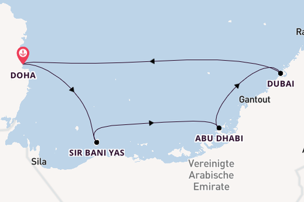 Persischer Golf ab Doha, Katar auf der Mein Schiff Flow
