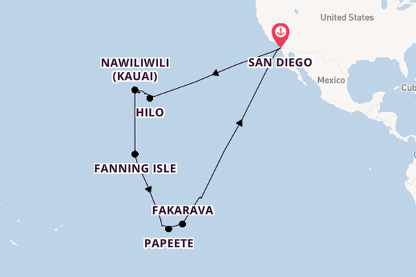 French Polynesia from San Diego, California, USA with the Koningsdam