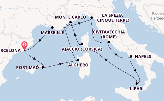 Westelijke Middellandse Zee vanaf Barcelona, Spanje met de EXPLORA I