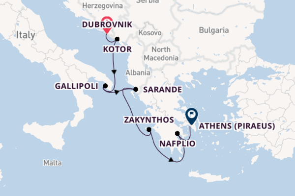 Eastern Mediterranean from Dubrovnik, Croatia with the Seabourn Encore