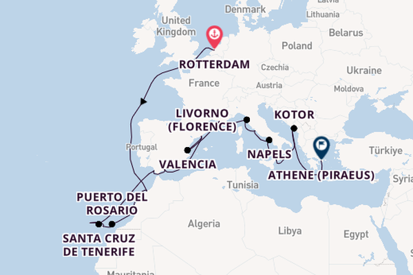 Middellandse Zee vanaf Rotterdam, Nederland met de Nieuw Statendam