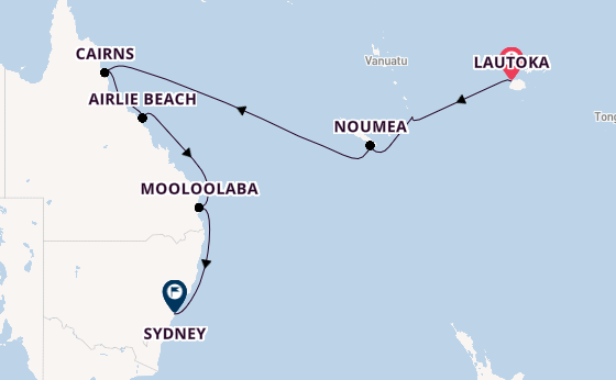 Australien ab Lautoka, Fiji auf der Seven Seas Splendor