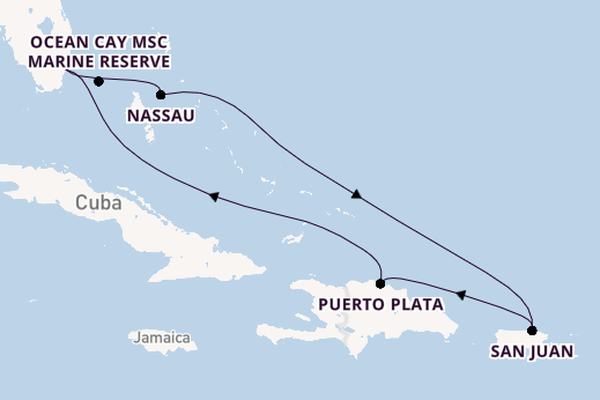 Caribbean from Miami, Florida, USA with the MSC Seascape