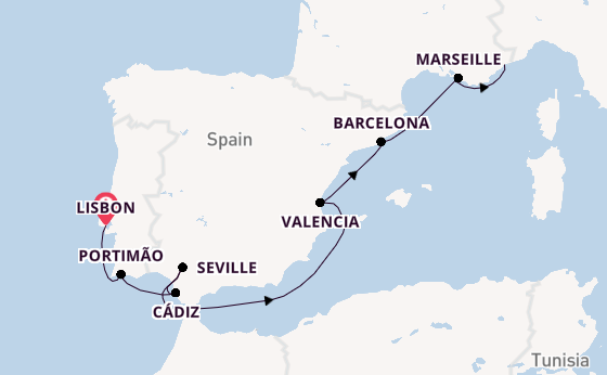 Western Mediterranean from Lisbon, Portugal with the Silver Shadow