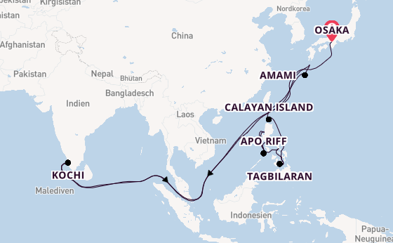 Südostasien ab Osaka, Japan auf der Silver Cloud