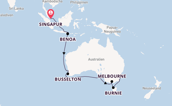 Australien ab Singapur, Singapur auf der Norwegian Spirit