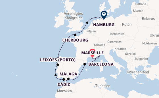 Westliches Mittelmeer ab Marseille, Frankreich auf der Costa Favolosa