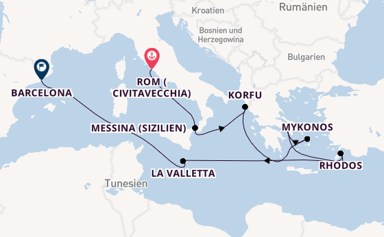 Mittelmeer ab Deutschland auf der Disney Dream