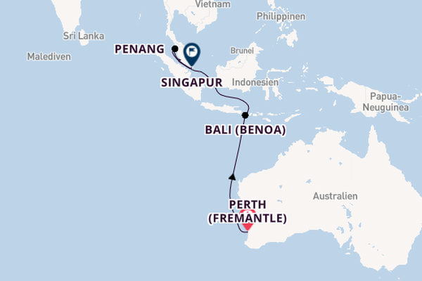 Südostasien ab Perth (Fremantle), Australien auf der Sapphire Princess