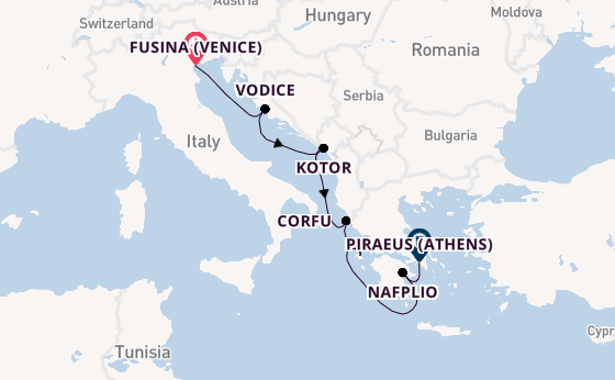 Eastern Mediterranean from Fusina (Venice) with the Seabourn Quest