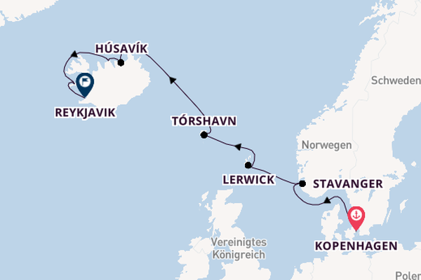 Arktis ab Kopenhagen, Dänemark auf der Seabourn Quest