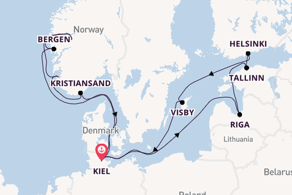 Noorwegen vanaf Kiel, Duitsland met AIDAprima