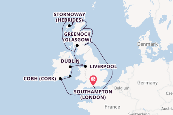 United Kingdom from Southampton, England with the Queen Anne