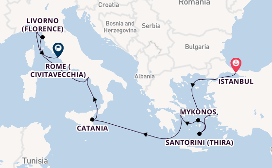 Mediterranean from Istanbul, Turkey with the Norwegian Viva