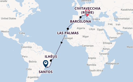 trans-Atlantisch vanaf Civitavecchia (Rome), Italië met de MSC Divina