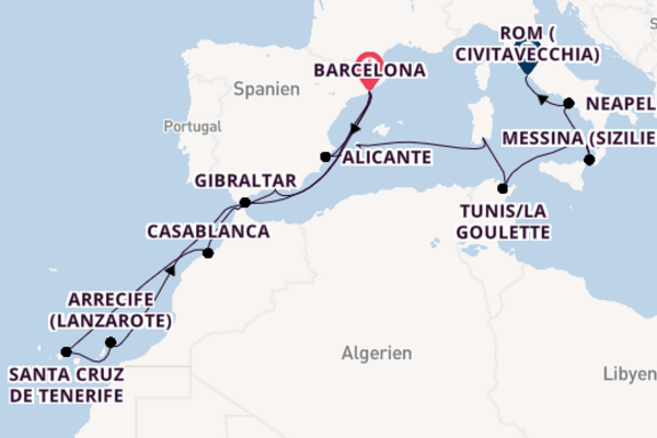 Mittelmeer ab Barcelona, Spanien auf der EXPLORA II