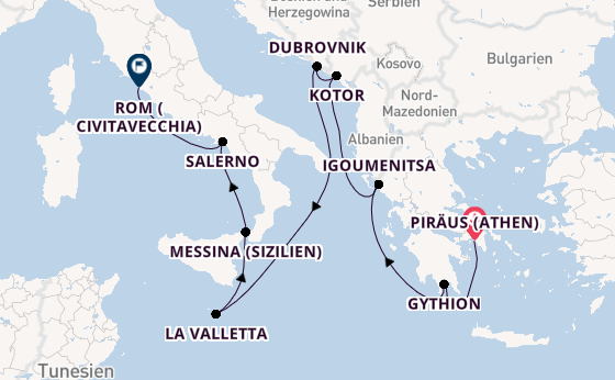 Mittelmeer ab Piräus (Athen), Griechenland auf der Vista