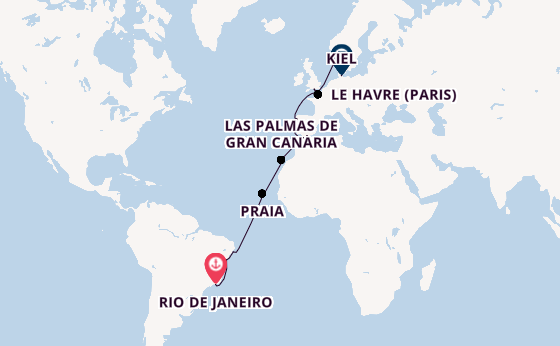 Transatlantic from Rio de Janeiro, Brazil with the Costa Diadema