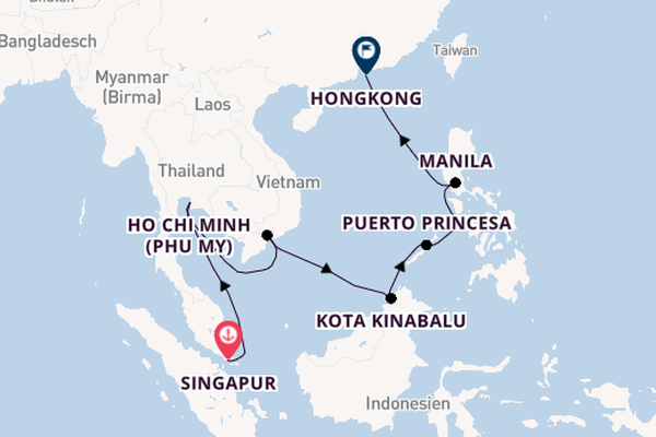 Südostasien ab Singapur, Singapur auf der Noordam
