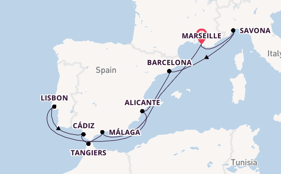 Western Mediterranean from Marseille, France with the Costa Diadema