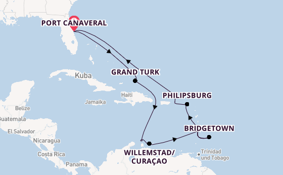 Karibik ab Port Canaveral, USA auf der Carnival Firenze