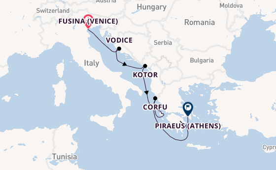 Eastern Mediterranean from Fusina (Venice) with the Seabourn Quest