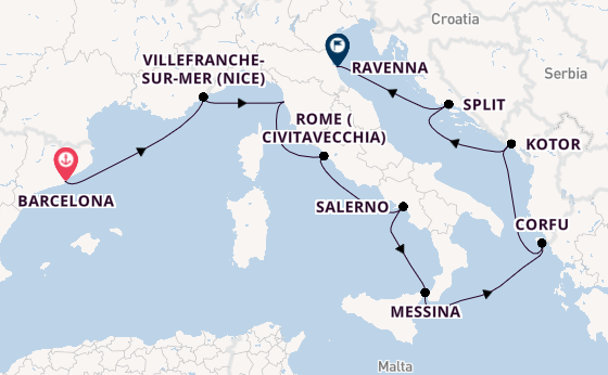 Mediterranean Sea from Barcelona, Spain with the Norwegian Viva
