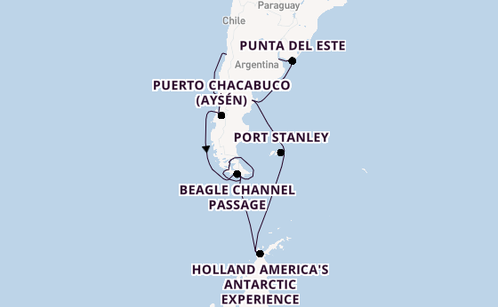 South America from San Antonio, Chile with the Nieuw Amsterdam