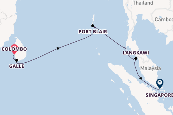 Southeast Asia from Colombo, Sri Lanka with the Luminara