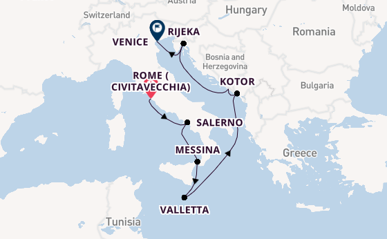 Mediterranean Sea from Rome (Civitavecchia), Italy with the Seven Seas Mariner