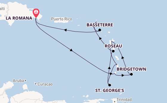 Caribbean vanaf La Romana, Dominicaanse Republiek met de Mein Schiff 4